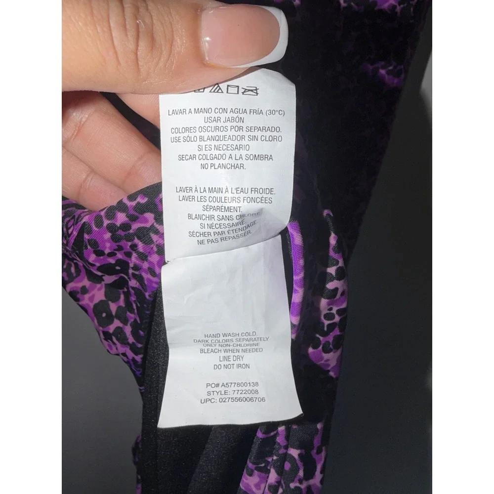 Speedo Women's One Piece Swimsuit Size 18 Purple Black Animal Print Racerback At